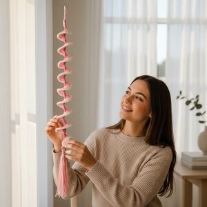 Hand Crafted Pink Spiral Hanging Decor